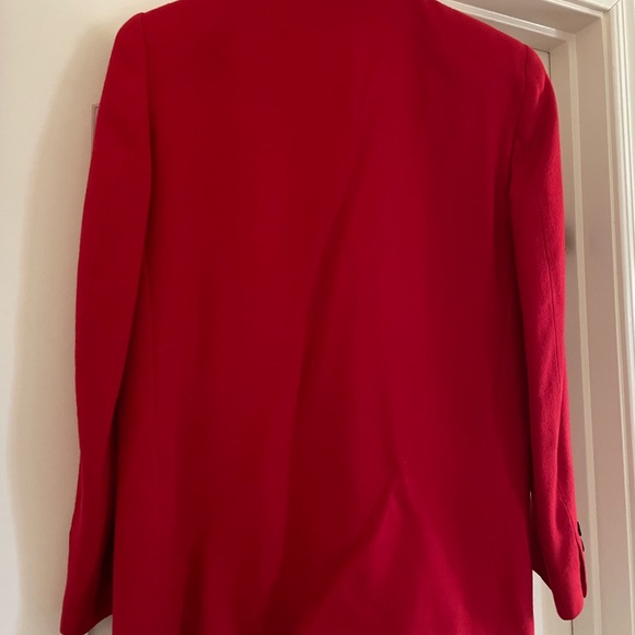 VINTAGE TiMlEsS BeAuTiFuL Liz Claiborne h0t rEd D0uBle-BrEaStEd bLaZeR - Picture 10 of 16